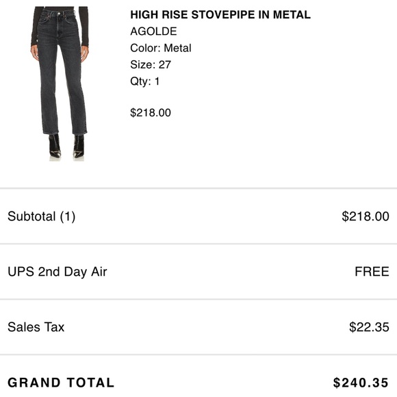 AGOLDE High Rise Stovepipe Jeans in Metal Size 27 - Picture 5 of 11